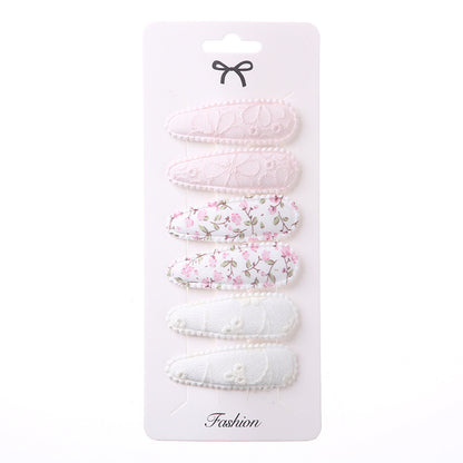 Sweet Floral Fabric Hair Clips Set for Kids