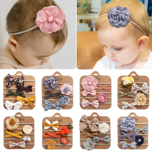 Adorable Baby Bow Headband Set - 5 Pieces Kids Hair Accessories