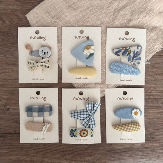 Cat Flower Fabric Hair Clips for Girls - Cute and Stylish