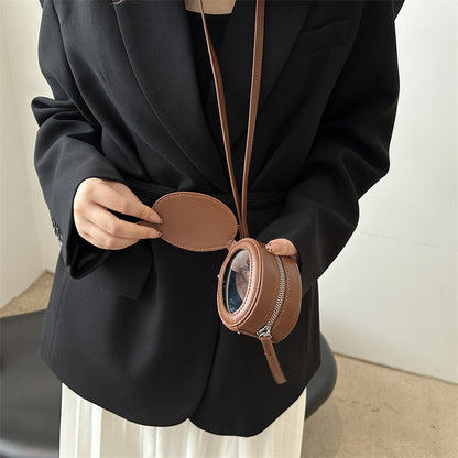 Oval Shaped Retro Women’s Box Bag with Makeup Mirror