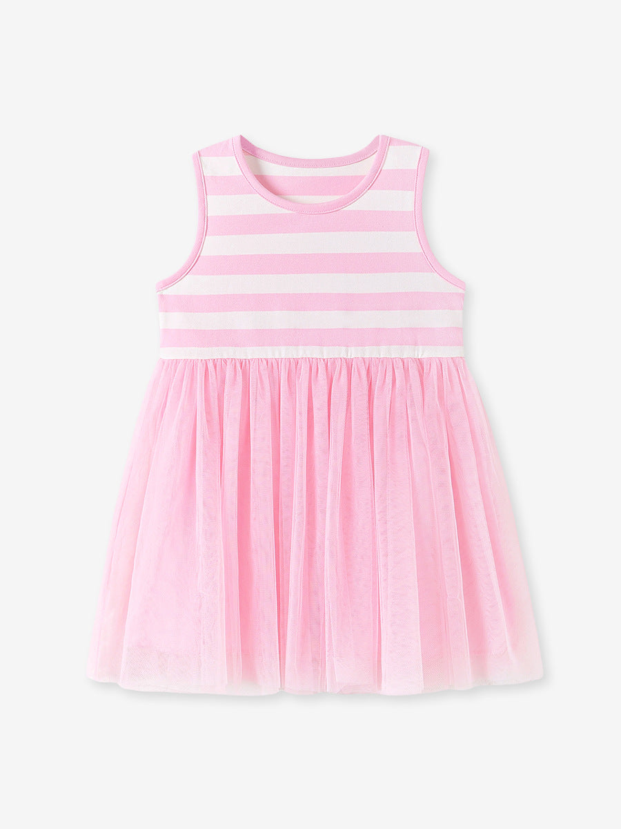 Girls' Sleeveless Striped Cotton Dress