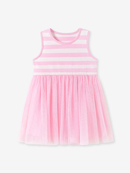 Girls' Sleeveless Striped Cotton Dress