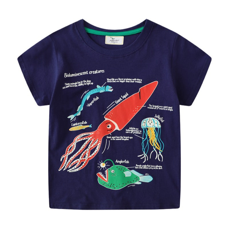 Glow in the Dark Underwater World Boys' T-Shirt Cotton Casual Style