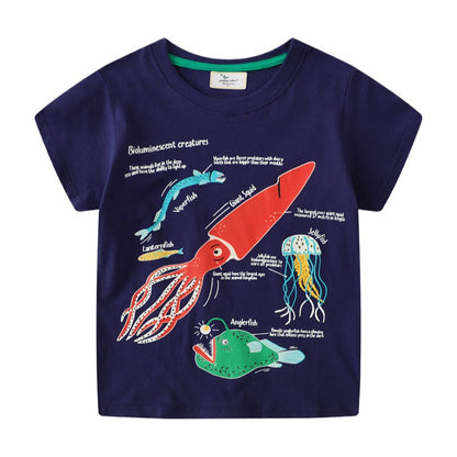 Glow in the Dark Underwater World Boys' T-Shirt Cotton Casual Style