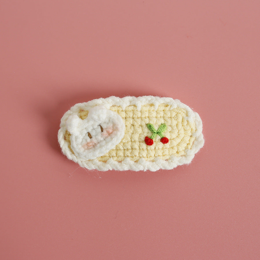 Sweet Handmade Crochet Bunny Hair Clip Cartoon Style Hair Accessory