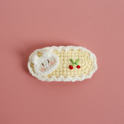 Sweet Handmade Crochet Bunny Hair Clip Cartoon Style Hair Accessory