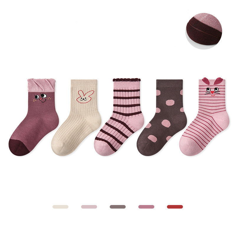 Kids Dot Colorblock Seamless Cotton Sport Socks