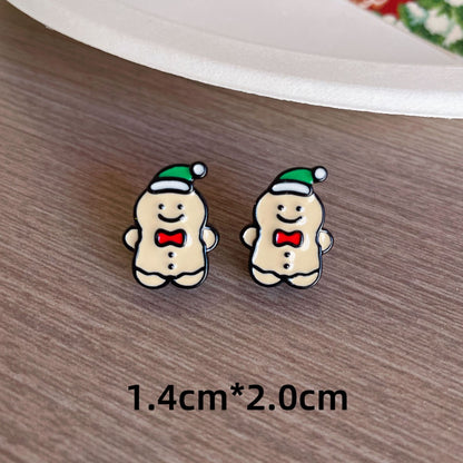 Cute Christmas Cartoon Character Earrings - Resin Drip Design