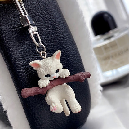 Cute Cat Branch Brooch Creative 3D Enamel Pin for Bags and Apparel