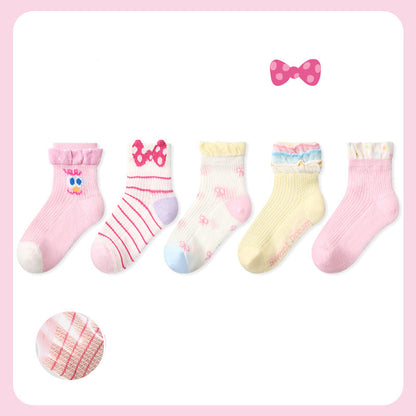 Kids Cotton Mesh Stripe Cartoon Breathable Socks