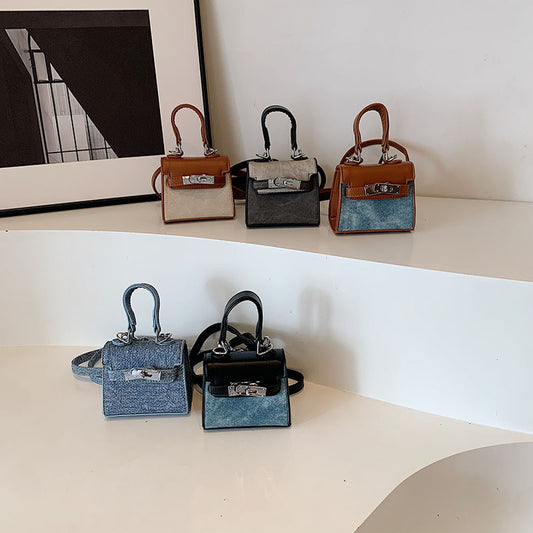 Trendy Mini Shoulder Bag for Kids with Geometric Design