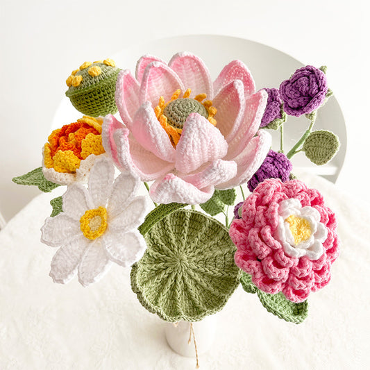 Handcrafted Crochet Artificial Flower Bouquet for Home Décor