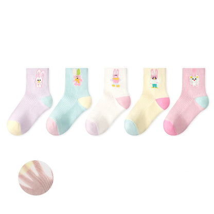 Kids Mesh Cotton Socks Cute Cartoon Breathable Everyday