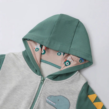 Embroidered Hoodie Sweatshirt for Boys in Olive Green