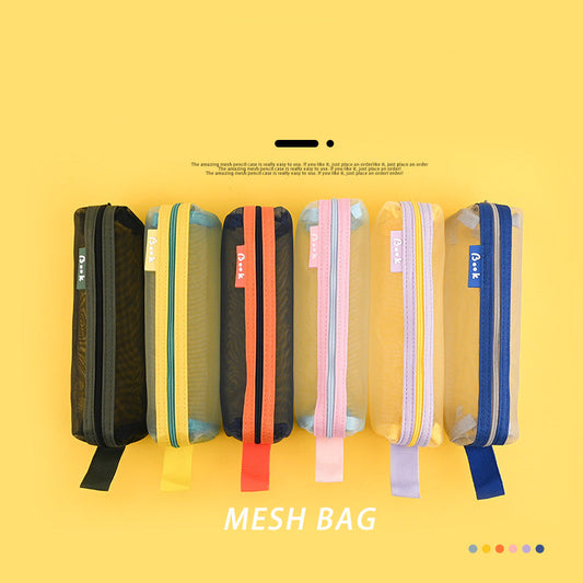 Pencil Case Transparent Mesh With Handle Exam Ready