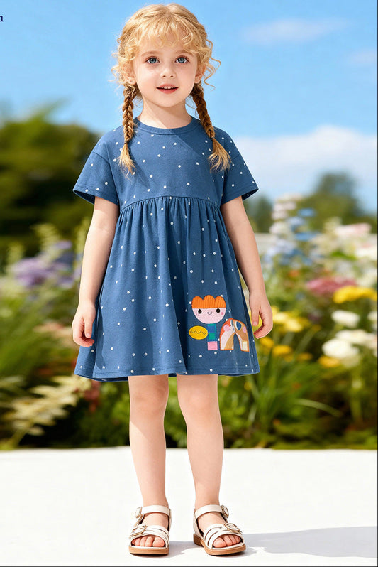 Little Girls' Cute Short Sleeve Summer Dress
