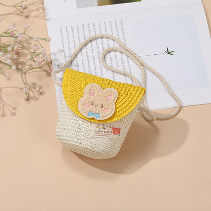 Cute Summer Children's Crossbody Woven Bag with Animal Patterns