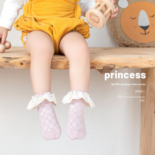 Princess Lace Baby Socks Cotton Breathable Mid-Calf Socks