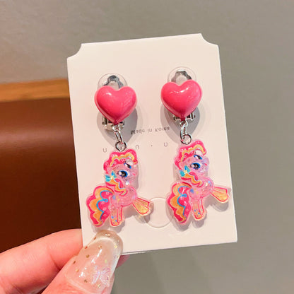 Cute Cartoon Bear Clip-On Earrings for Kids