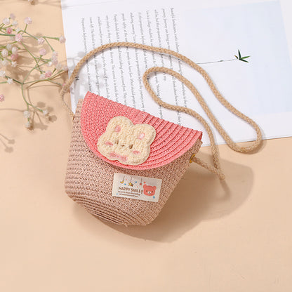 Cute Summer Children's Crossbody Woven Bag with Animal Patterns