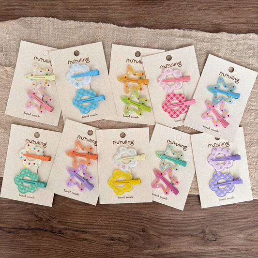 Colorful Star and Flower Hair Clips for Kids