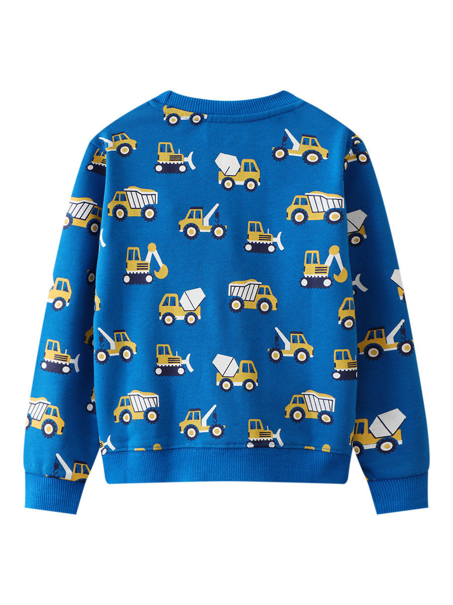 Kids Casual Cartoon Hoodie Cotton Pullover Top