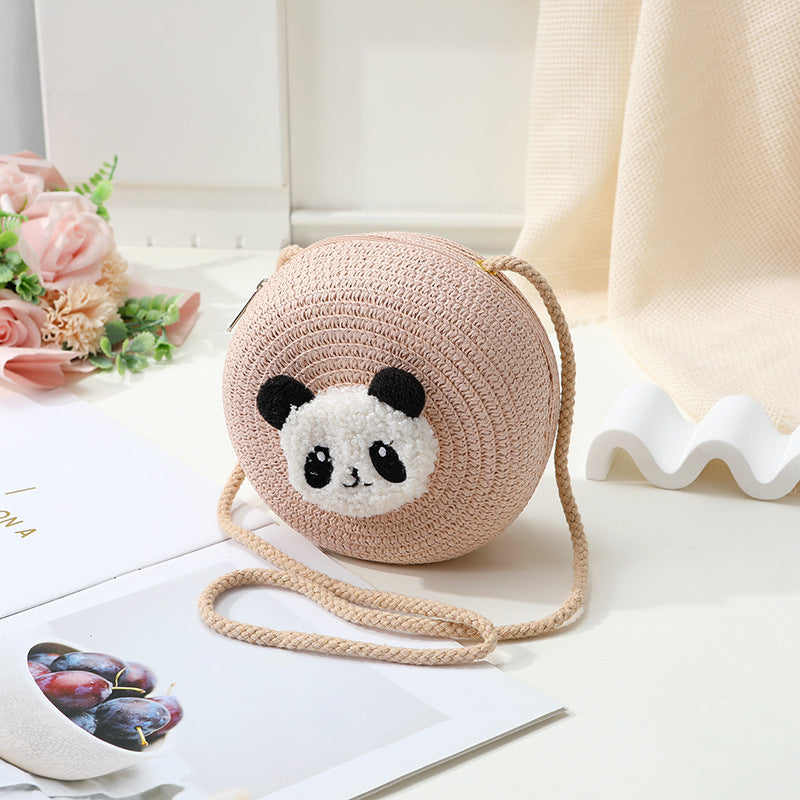 Mini Cute Panda Woven Straw Bag for Women