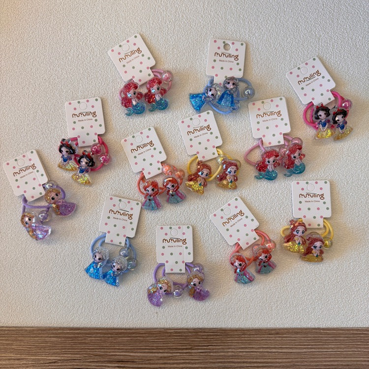Cartoon Princess Hair Ties for Kids - Cute Elastic Hair Bands