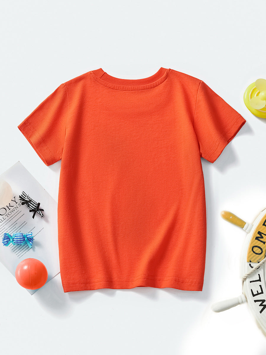 Cute Cartoon Crane Print Cotton T-Shirt for Boys