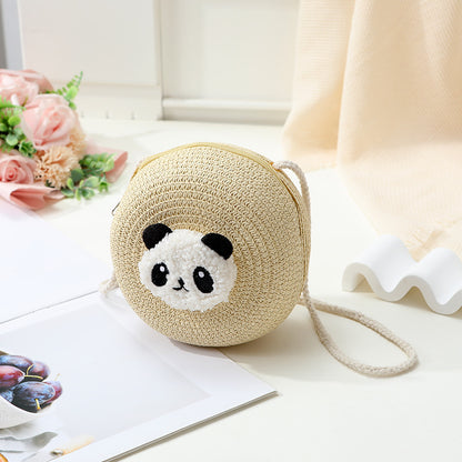Mini Cute Panda Woven Straw Bag for Women