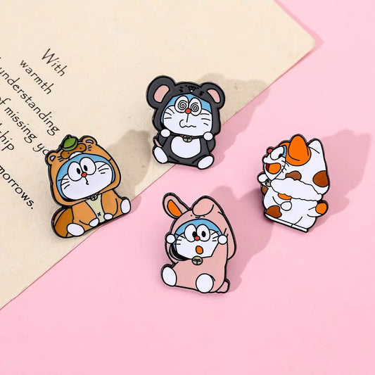 Cartoon Character Brooch Cute Japanese Doraemon Metal Badge Fashion Accessories