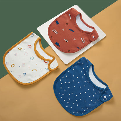 3-Pack Cartoon Baby Bibs Soft Cotton Waterproof Drool Bibs