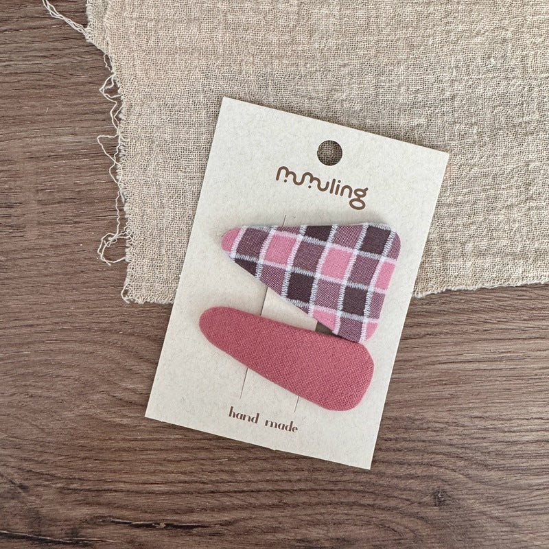 Children's Triangle Plaid Hair Clips Set