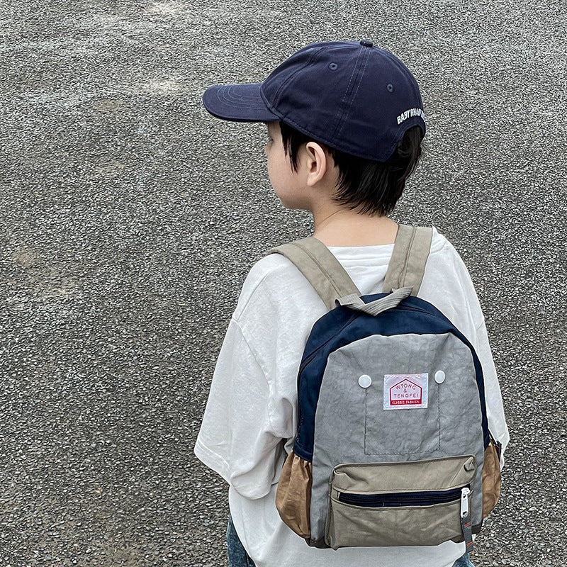 Kids Canvas Backpack Casual Lightweight Double Shoulder Bag
