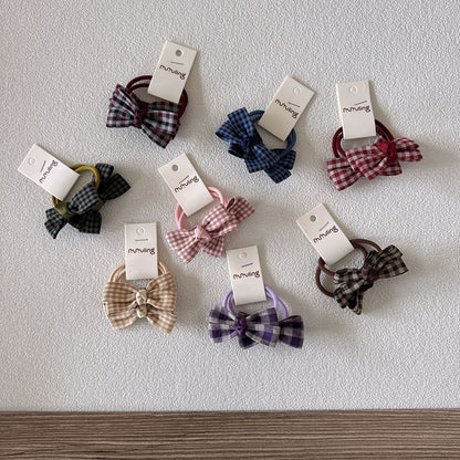 Children's Plaid Bow Hair Ties Set
