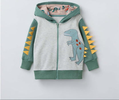 Embroidered Hoodie Sweatshirt for Boys in Olive Green