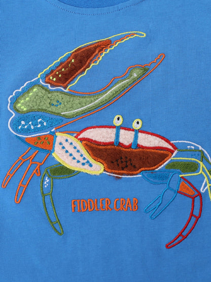 Kids' Crab Embroidered Short Sleeve T-Shirt