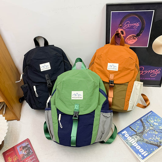 Trendy Unisex Color Block Large Capacity Backpack