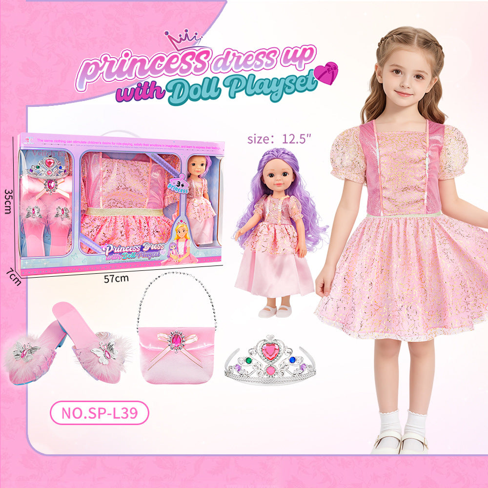 Princess Doll Dress-Up Playset - 32cm Rubber Doll Toy