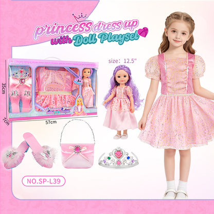 Princess Doll Dress-Up Playset - 32cm Rubber Doll Toy