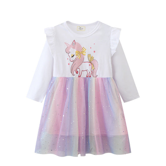 Kids Princess Dress Cartoon Tulle Cotton Summer Dress