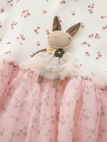 Girls' Cute Cartoon Princess Dress Cotton Short Sleeve