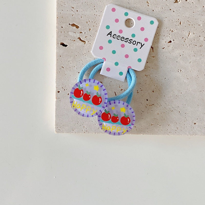 Cartoon Print Acrylic Hair Ties for Kids