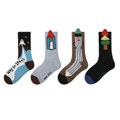 Kids Cozy Fleece Lined Ankle Socks Non Slip Casual
