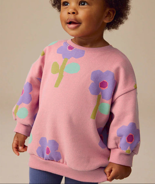 Girls' Cartoon Print Cotton Sweatshirt Casual Style