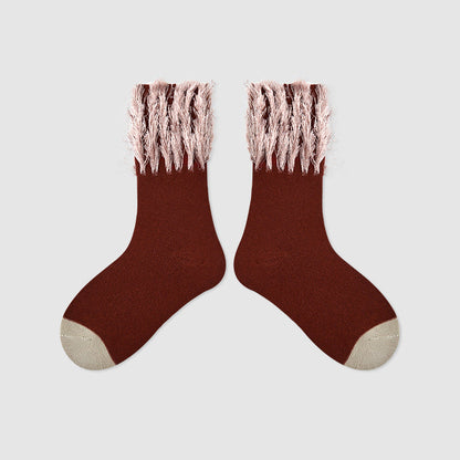 Kids Mid Calf Animal Embroidered Cotton Socks
