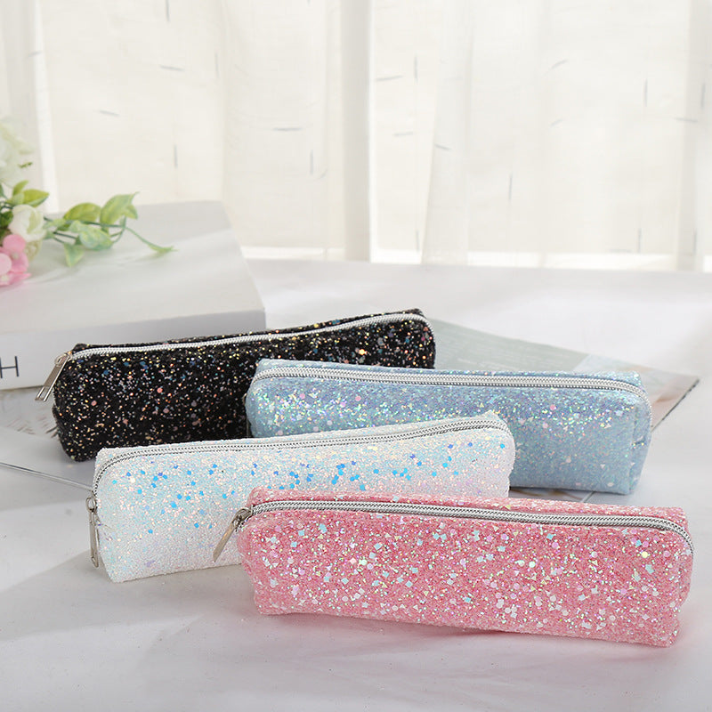 Round Pencil Pouch Minimalist Oxford Fabric For School