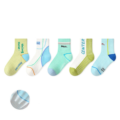 Kids Cotton Mesh Socks Striped Dot Dog Breathable Casual
