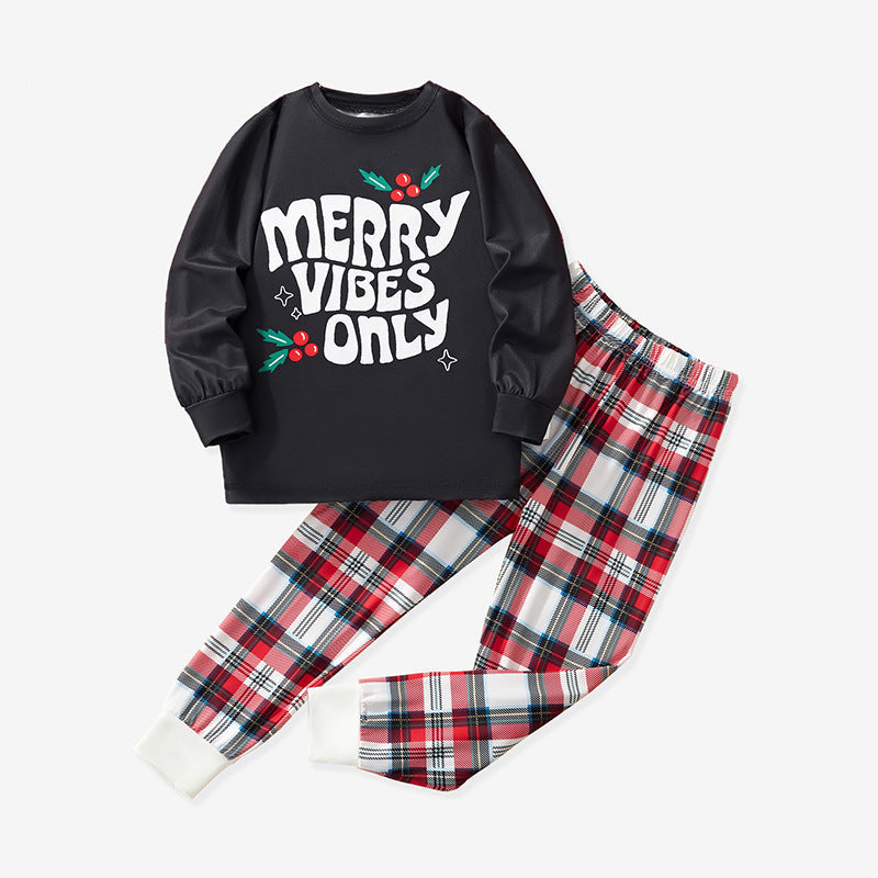 Cartoon Christmas Tree Print Milk Silk Pajama Set for Kids