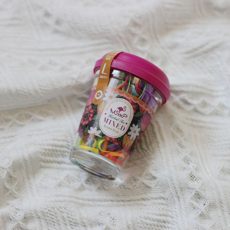 Cute Children's Elastic Hair Ties in Jar